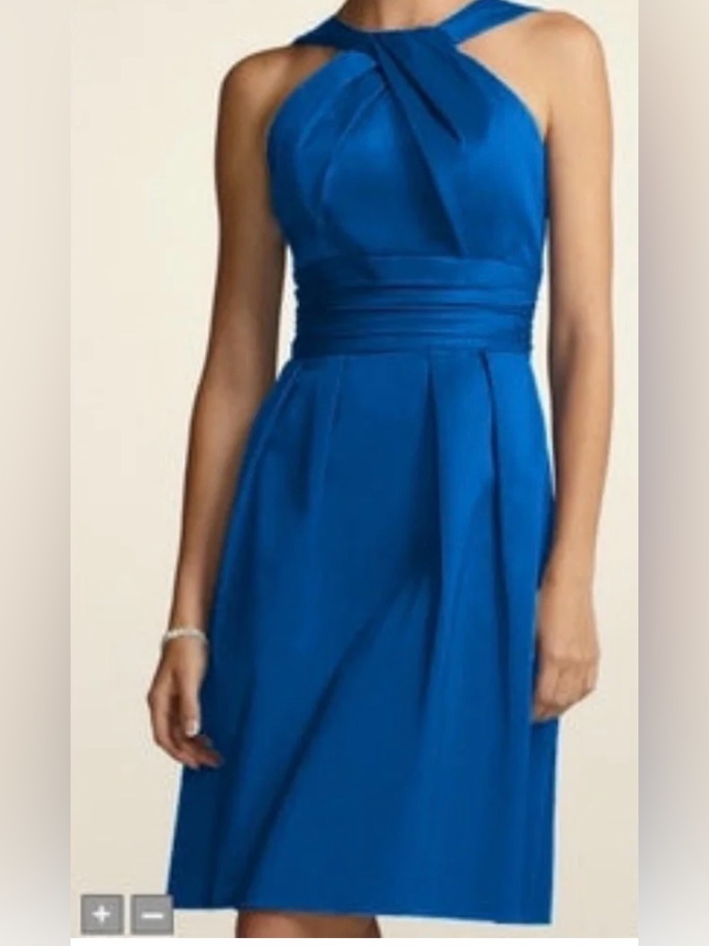David’s Bridal Royal Blue Ruched Waist Halter Neck Bridesmaid Party Dress Size 8